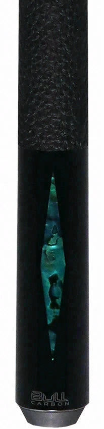 Bull Carbon Blue Stained Maple with Blue Genuine Shell Inlays Play Cue with Textured Leather Wrap