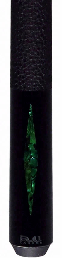 Bull Carbon Green Stained Maple with Green Genuine Shell Inlays Play Cue with Textured Leather Wrap