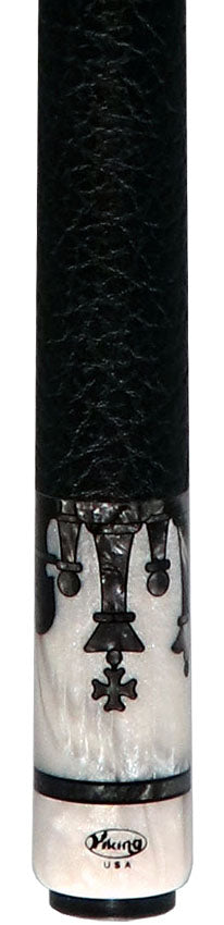 Viking Defender Series Smoke Gray with White Pearl Points and Smoke Pearl Chess Inlays Pool Cue - DF1211
