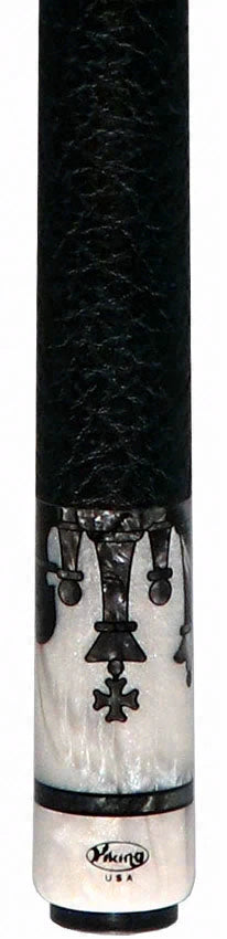 Viking Defender Series Smoke Gray with White Pearl Points and Smoke Pearl Chess Inlays Pool Cue - DF1211