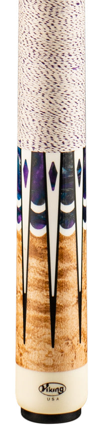 Viking IM0804 Impero Series Play Cue - Khaki Stained Birdseye Maple with Blue Dream, White and Black Inlays