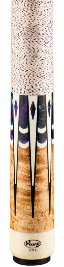 Viking Impero Series Khaki-Stained Birdseye Maple with Blue Dream, White and Black Inlays Play Cue - IM0804