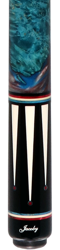 Jacoby Ebony with White Juma Points and Impregnated Burl No Wrap Pool Cue with Carbon Shaft