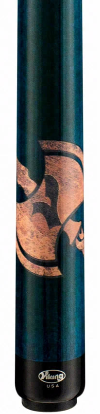 Viking De-Cues Series Teal Stained Northwood Maple with Axe Play Cue - DE0108
