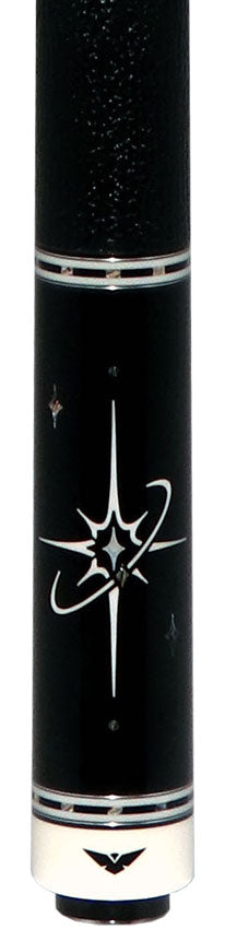 Cueroc ZiWei Star Dymond Ebony Wood with White Shell Points Pool Cue with Black Shark Wrap