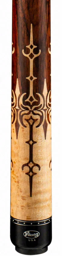 Viking Motore Series Khaki-Stained Birdseye Maple with East Indian Rosewood Inlays Play Cue - MT0604