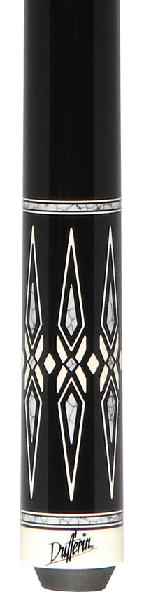 Dufferin Midnight Black with White Recon Wrapless Graphic Pool Cue - D492