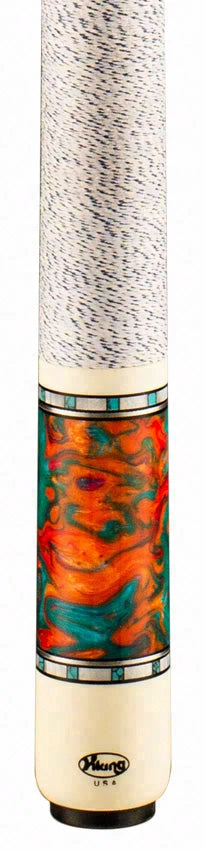 Viking Twilight Series Teal-Stained Birdseye Maple with Aqua Fire Premium Pearl Play Cue - TW0308