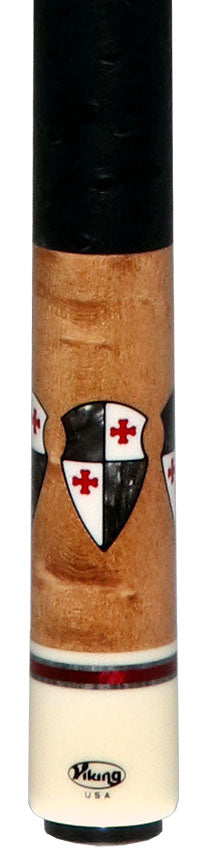 Viking Defender Series Maple with Smoke Sword Points and Shield Inlays Pool Cue - DF0804