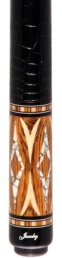 Jacoby HBV2 Series Bocote Forearm with Curly Maple and White Buffalo Inlays Point Cue