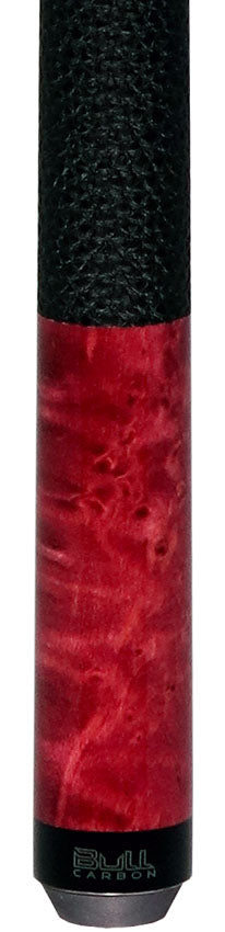 Bull Carbon Purple-Stained Birdseye Maple Play Cue with Textured Leather Wrap