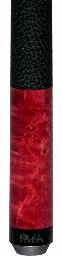 Bull Carbon Purple-Stained Birdseye Maple Play Cue with Textured Leather Wrap