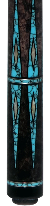 Pechauer Limited Edition Carbon Stained Maple with Turquoise Points and Abalone Inlays Pool Cue - PL36