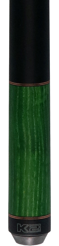 K2 Green-Stained Ash No Wrap Pool Cue with 12.50mm K2 LD Shaft