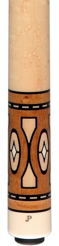 Pechauer JP T Series Natural-Stained Maple with Sim. Ebony Framed Maple and Sim. Ivory Inlays No Wrap Pool Cue