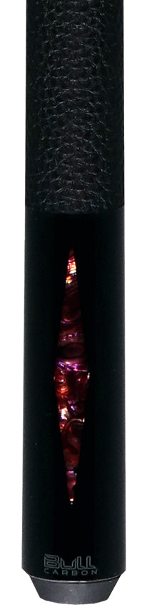 Bull Carbon Pink Stained Maple with Pink Genuine Shell Inlays Play Cue with Textured Leather Wrap