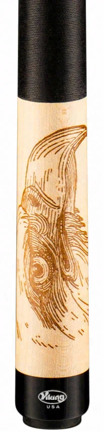Viking De-Cues Series Khaki-Stained Maple with Fire Branded Eagle Play Cue - DE0400