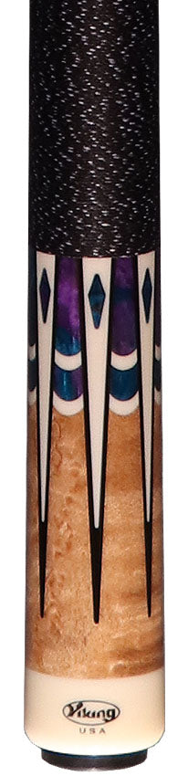 Viking B Series Khaki-Stained Birdseye Maple with Blue Dream, White and Black Inlays Play Cue - B9051-DIS