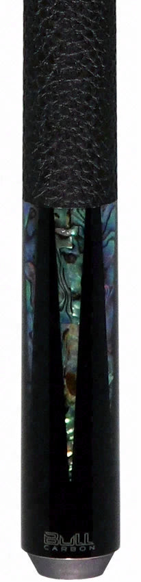 Bull Carbon Black with 6 Genuine Abalone Points Play Cue with Textured Leather Wrap