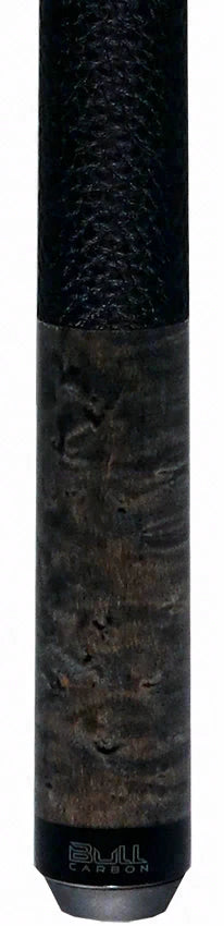 Bull Carbon Gray-Stained Birdseye Maple Play Cue with Textured Leather Wrap