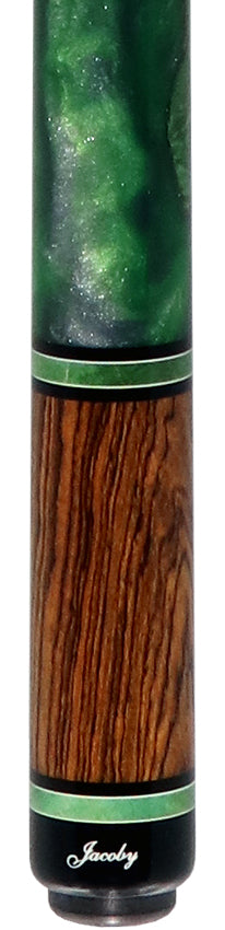 Jacoby Bocote with Green Impregnated Burl No Wrap Pool Cue with Carbon Shaft