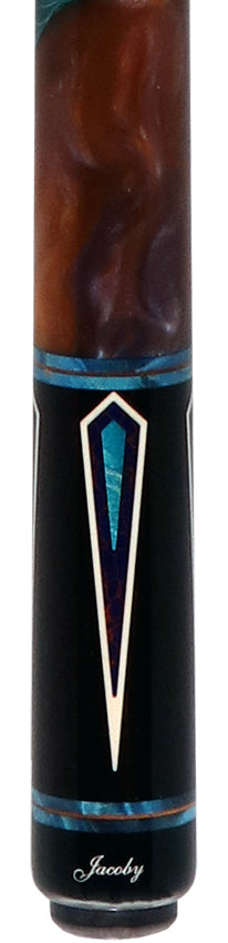 Jacoby Ebony with Azurite Web Points and Impregnated Burl No Wrap Pool Cue with Carbon Shaft