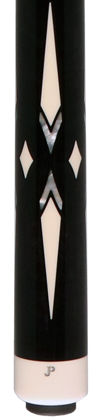 Pechauer JP T Series Ebony-Stained Maple with Sim Ebony Framed Pearl and Sim. Ivory Points No Wrap Pool Cue