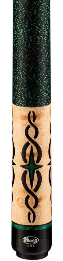 Viking HL0504 Helix Series Play Cue - Khaki-Stained Birdseye Maple with 80 Banded Malachite and Black Inlays