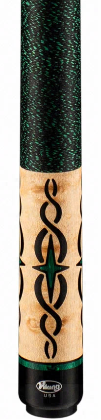 Viking Helix Series Khaki-Stained Birdseye Maple with 80 Banded Malachite and Black Inlays Play Cue - HL0504