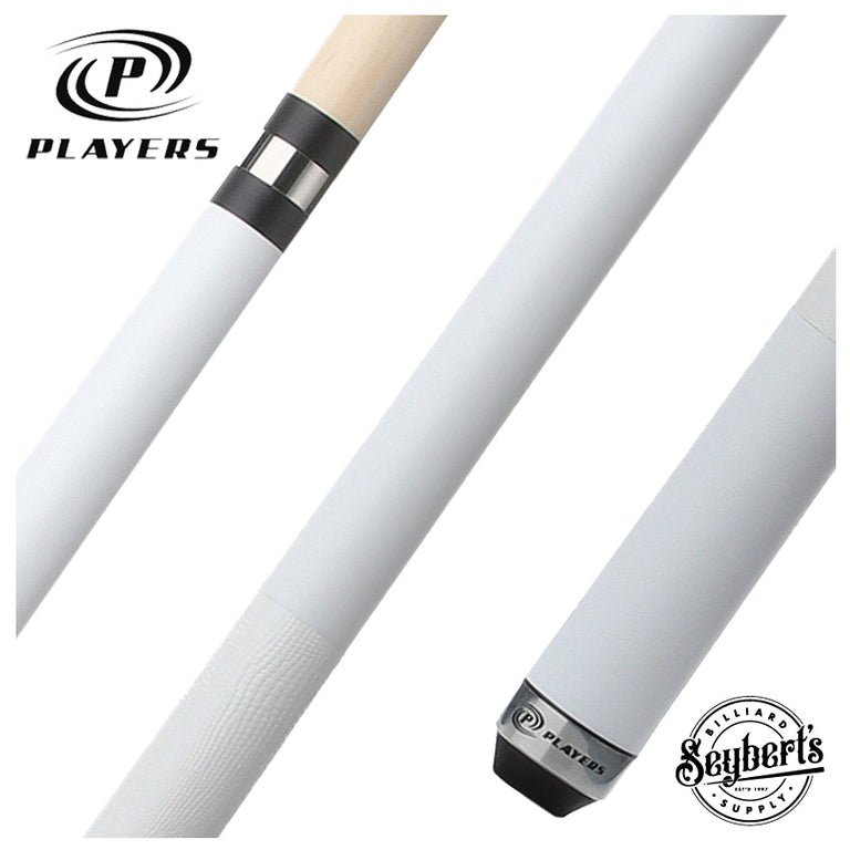 Players Classic Series Matte Dandelion White Play Cue with White Embossed Leather - C707