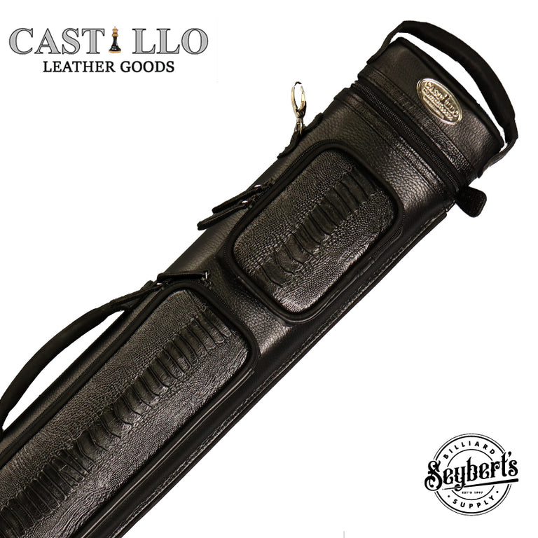 Castillo 2x4 Hard Leather Case - Black with Black Ostrich Leg Accent