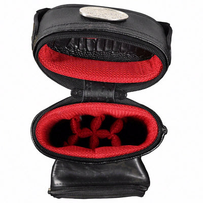 Castillo Black Leather with Black Ostrich Leg Accent 2x4 Hard Leather Pool Cue Case - CLG24BKBKOS