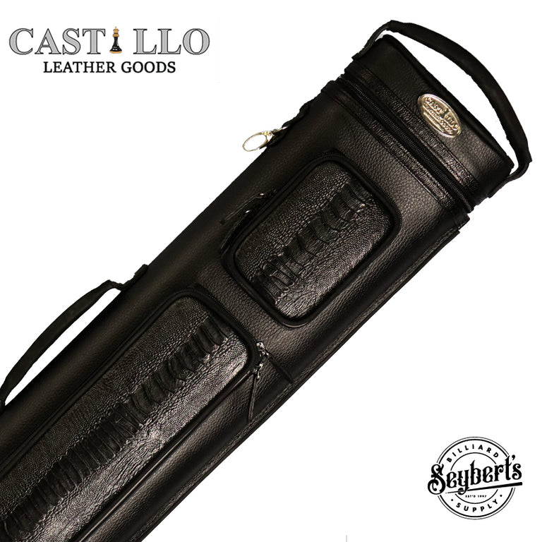 Castillo 4x7 Hard Leather Case - Black with Black Ostrich Leg Accent