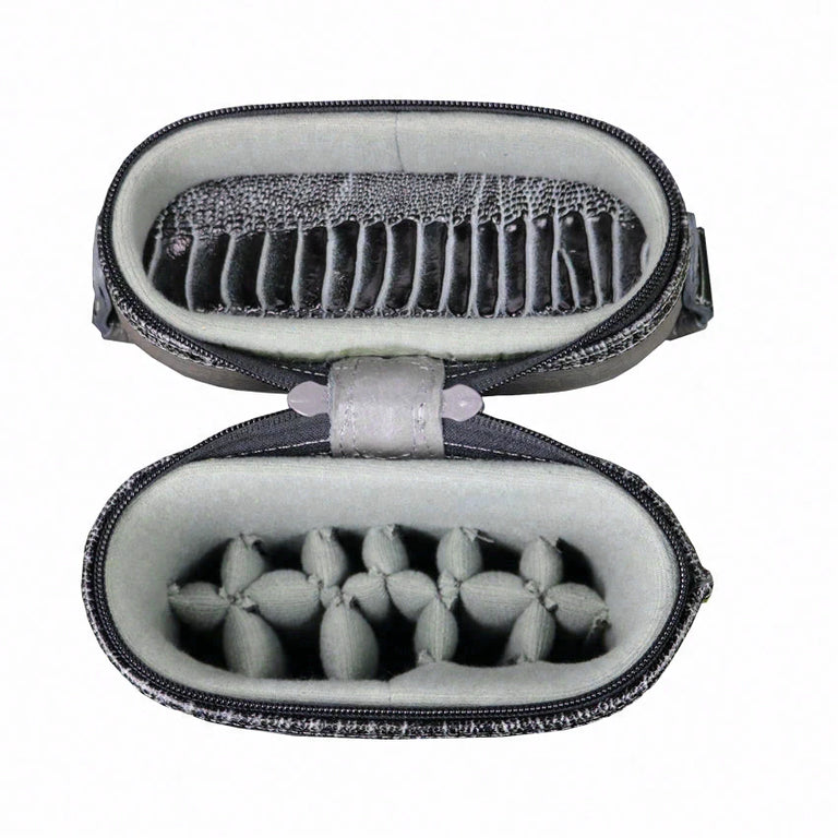 Castillo Grey Leather with Grey Ostrich Leg Accent 4x7 Hard Leather Pool Cue Case - CLG47GYGYOS