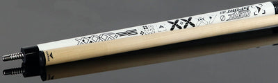 Cueroc White with Black and Silver Sport Graphic Pool Cue with Weave Wrap