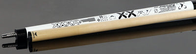 Cueroc White with Black and Silver Sport Graphic No Wrap Pool Cue