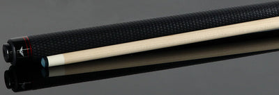 Cueroc Black with Red Sport Graphic Pool Cue with Weave Wrap