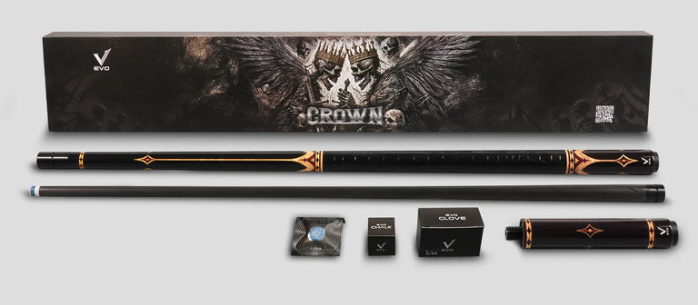 EVO Crown Royal Black Pool Cue with Black Crocodile Wrap Maxbing Edition