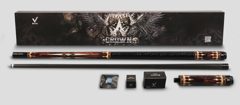EVO Crown Series Ancient Oak Leather Wrap Pool Cue Maxbing Edition