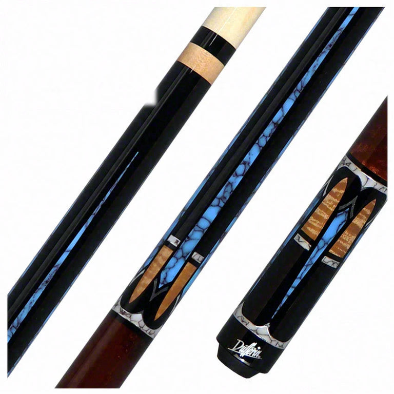 Dufferin Black With 6 Point Turquoise Graphic Graphic Pool Cue - D546