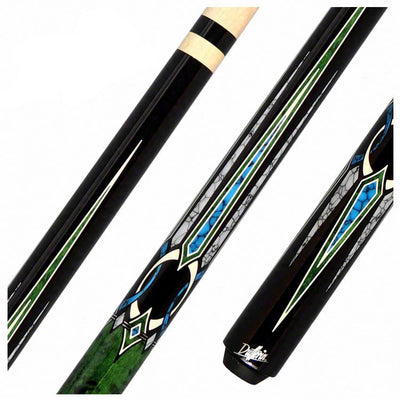 Dufferin 6 point Black and Green Graphic Pool Cue - D547