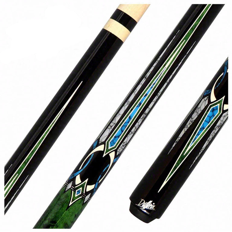 Dufferin 6 point Black and Green Graphic Pool Cue - D547