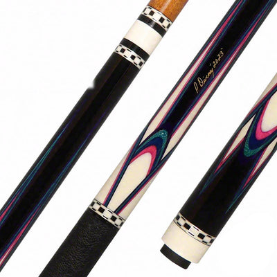 Pat Diveney Ebony Butteryfly White/Pink/Blue/Teal Custom Cue with Two Honey Roast Trans-K Shafts - DC4800