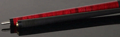 Bull Carbon Red-Stained Birdseye Maple Play Cue with Textured Leather Wrap