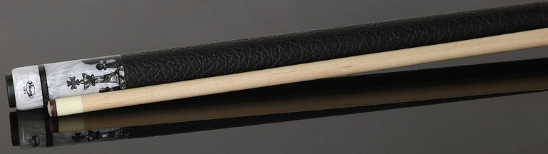 Viking Defender Series Smoke Gray with White Pearl Points and Smoke Pearl Chess Inlays Pool Cue - DF1211
