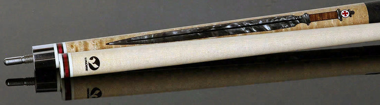 Viking Defender Series Maple with Smoke Sword Points and Shield Inlays Pool Cue - DF0804