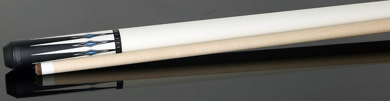 KODA Black-Stained Maple with White Points and Blue Inlay Graphic No Wrap Pool Cue - KD55