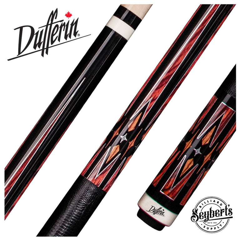 Dufferin Black and Cocobolo Play Cue with Embossed Leather Wrap