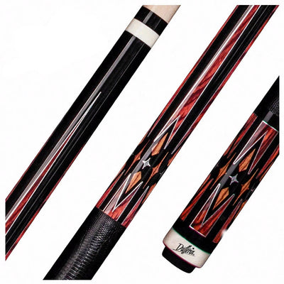 Dufferin Black and Cocobolo Play Cue with Embossed Leather Wrap