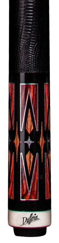 Dufferin Black and Cocobolo Play Cue with Embossed Leather Wrap